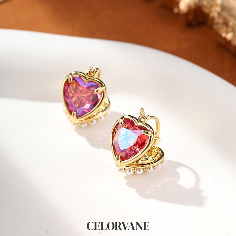 Ophelia Petal Pearl Heart Hoop Earrings product image 3