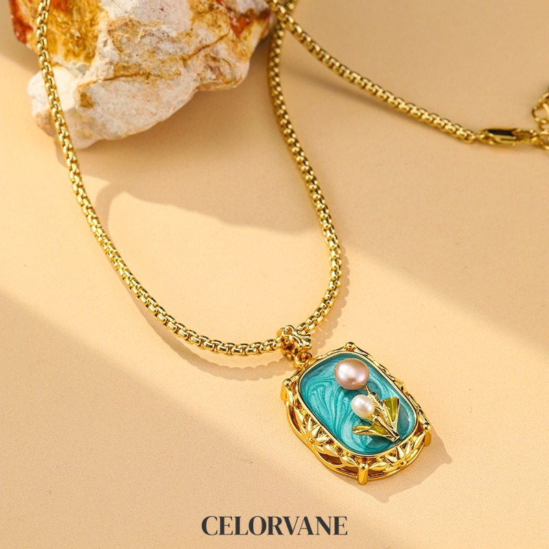 Celeste Halo Pearl Floral Pendant Necklace product image 2