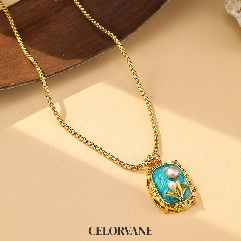 Celeste Halo Pearl Floral Pendant Necklace product image 3