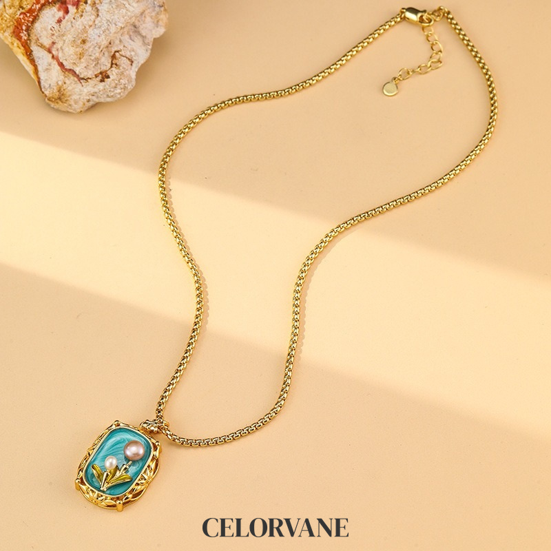 Celeste Halo Pearl Floral Pendant Necklace product image 4