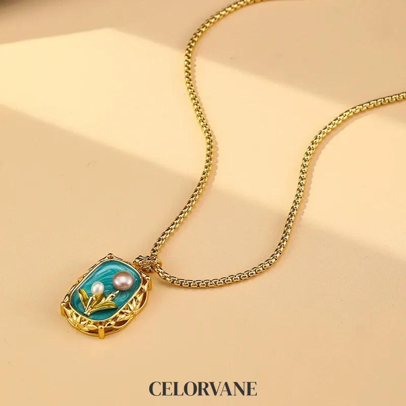 Celeste Halo Pearl Floral Pendant Necklace product image 7