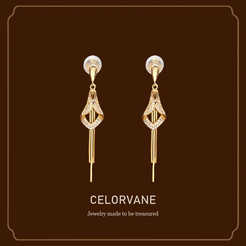 Vesper Tassel Diamond-Shaped Clip-On Drop Earrings Celorvane cover image