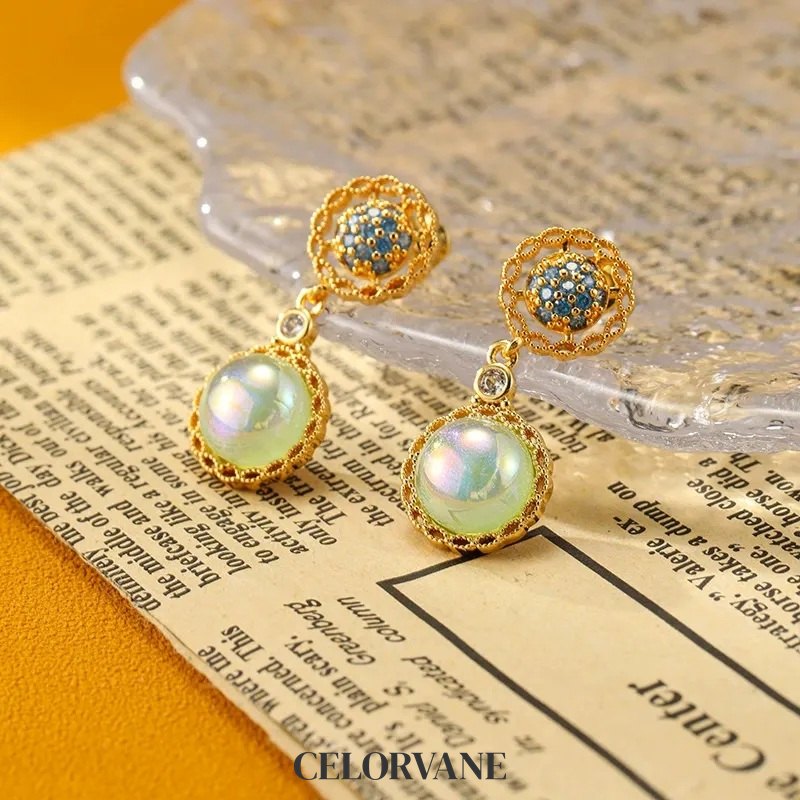 Amara Petal Pearl Crystal Stud Earrings product image 1