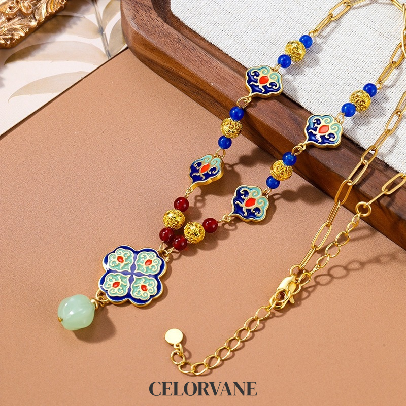 Thalia Halo Enamel Multicolor Pendant Necklace product image 2