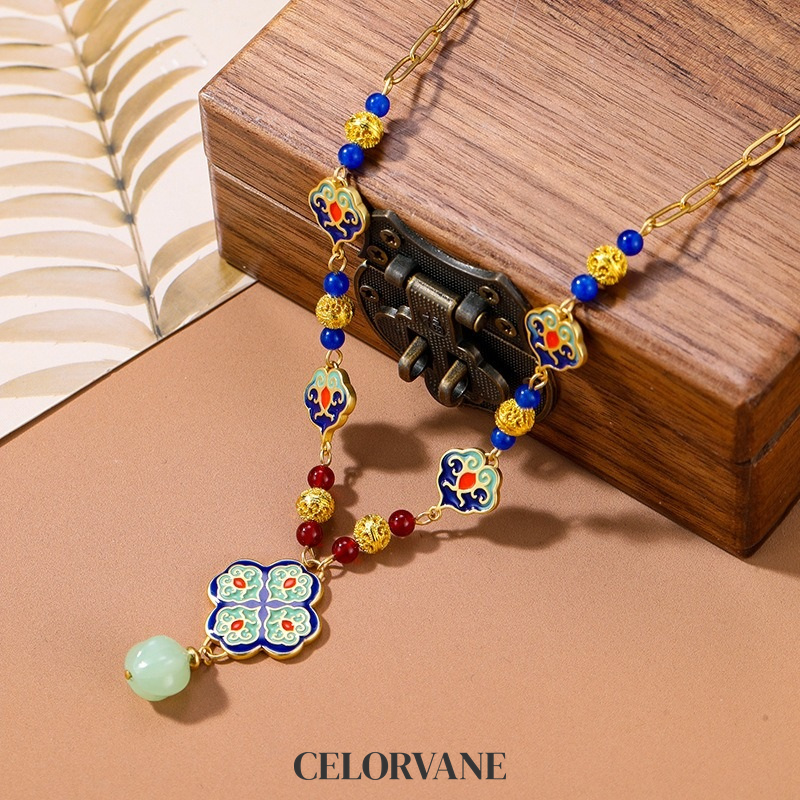 Thalia Halo Enamel Multicolor Pendant Necklace product image 3