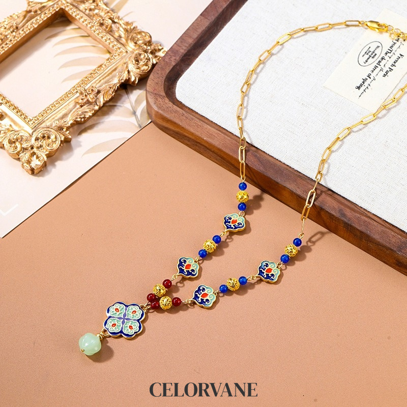 Thalia Halo Enamel Multicolor Pendant Necklace product image 5
