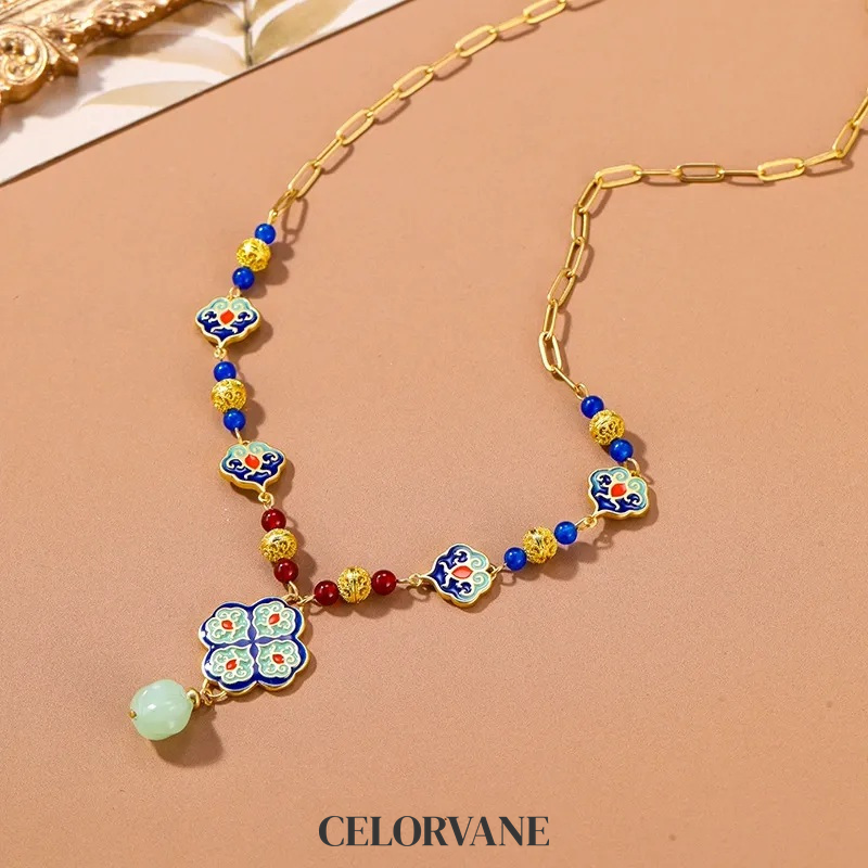 Thalia Halo Enamel Multicolor Pendant Necklace product image 7