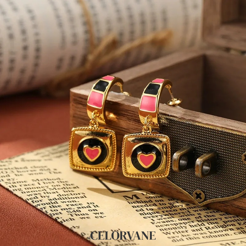 Solene Petal Heart Enamel Drop Earrings product image 1