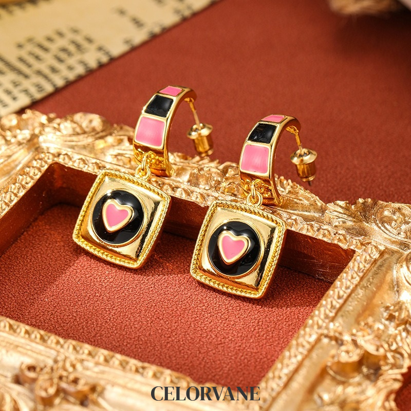 Solene Petal Heart Enamel Drop Earrings product image 2
