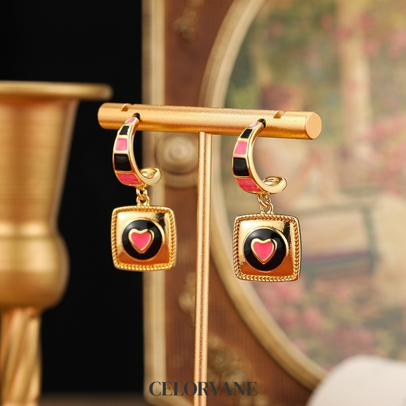 Solene Petal Heart Enamel Drop Earrings product image 3