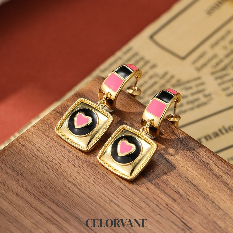 Solene Petal Heart Enamel Drop Earrings product image 4