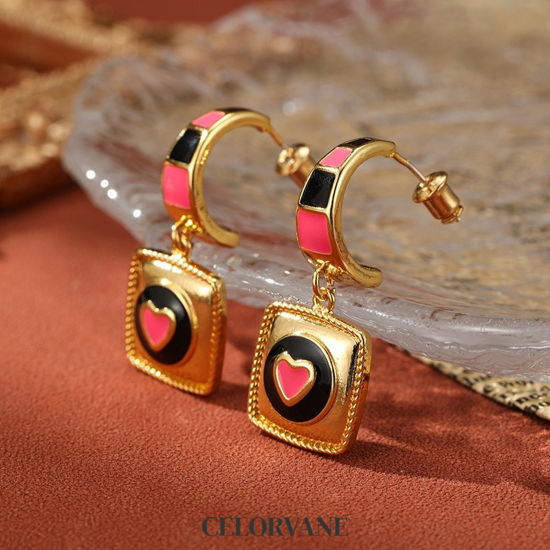 Solene Petal Heart Enamel Drop Earrings product image 5