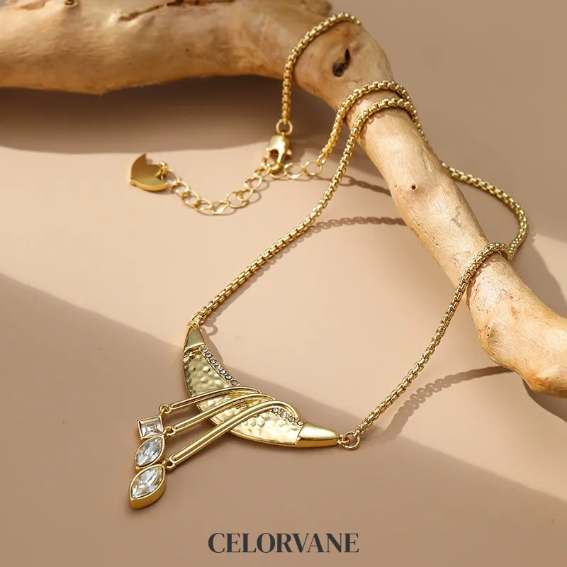 Evadne Halo Fringe Crescent Pendant Necklace product image 1