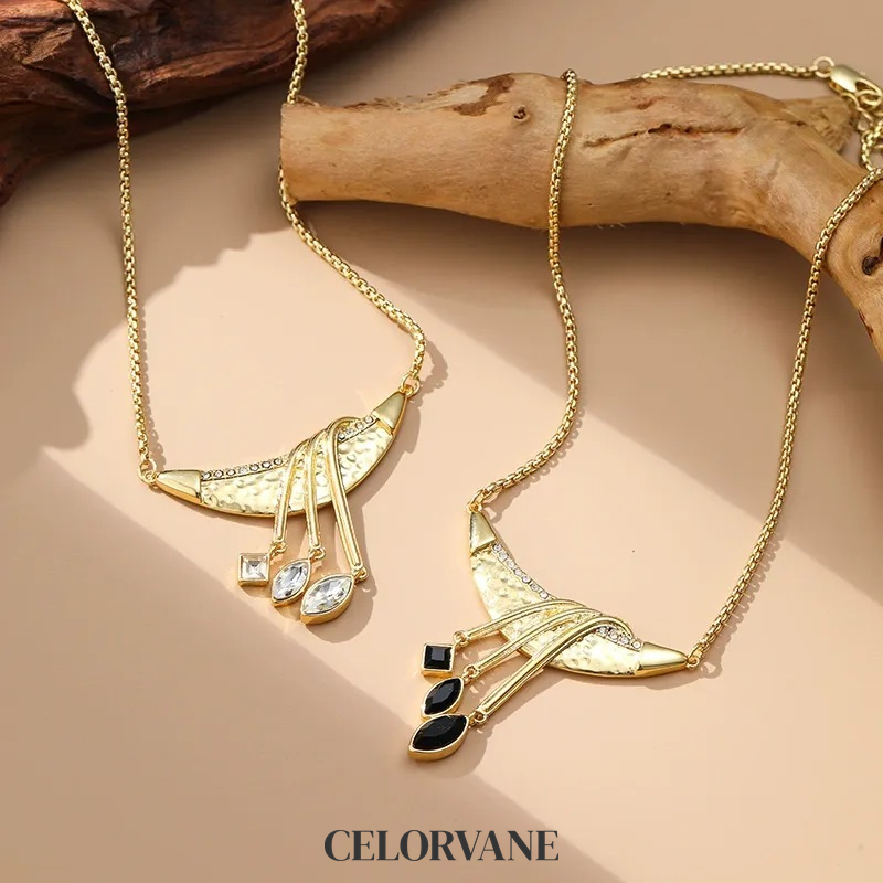 Evadne Halo Fringe Crescent Pendant Necklace product image 2