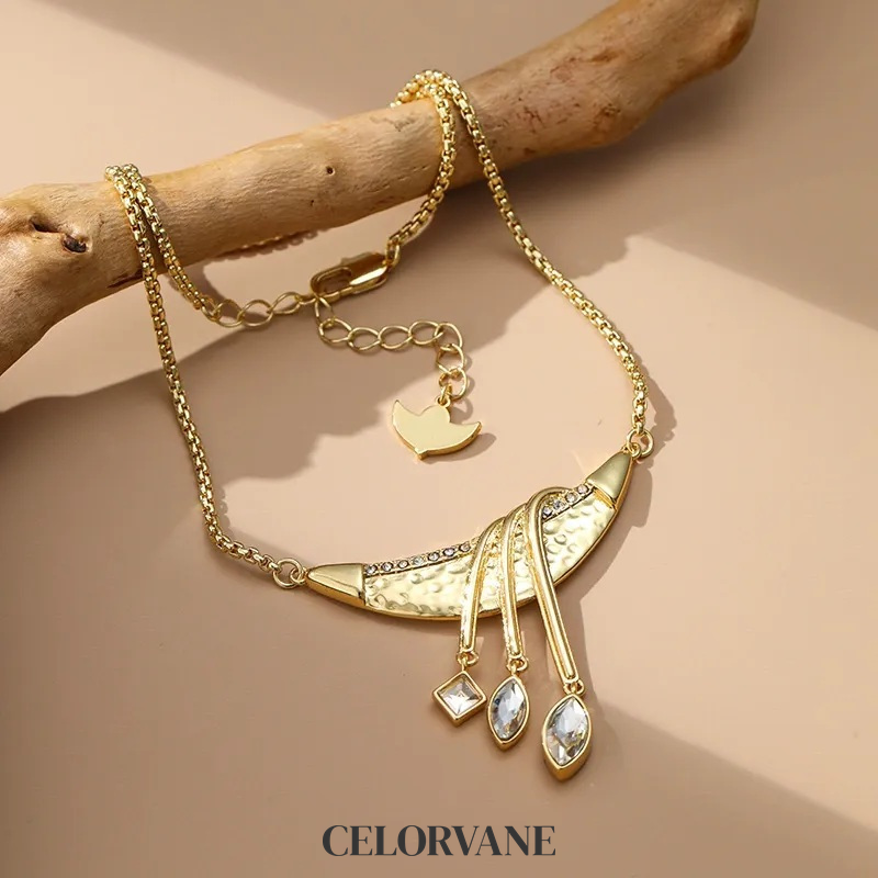 Evadne Halo Fringe Crescent Pendant Necklace product image 3