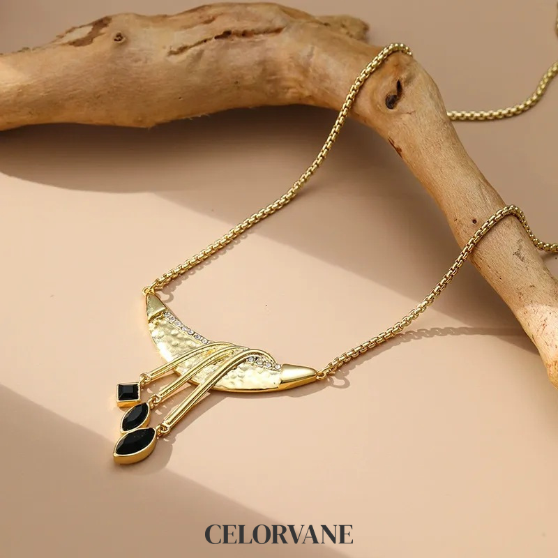Evadne Halo Fringe Crescent Pendant Necklace product image 4