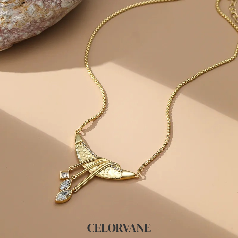 Evadne Halo Fringe Crescent Pendant Necklace product image 5