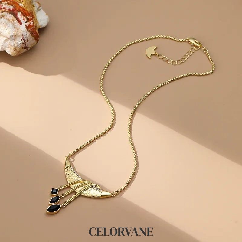 Evadne Halo Fringe Crescent Pendant Necklace product image 6
