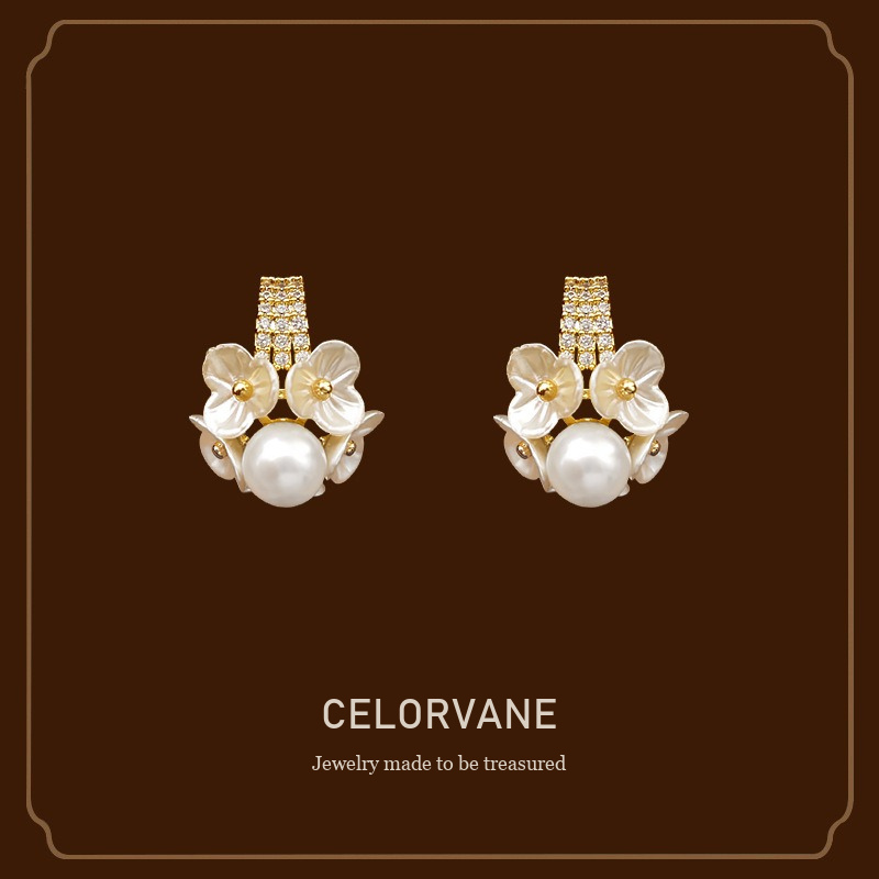 Amara Shell Pearl Clip-On Earrings Celorvane cover image