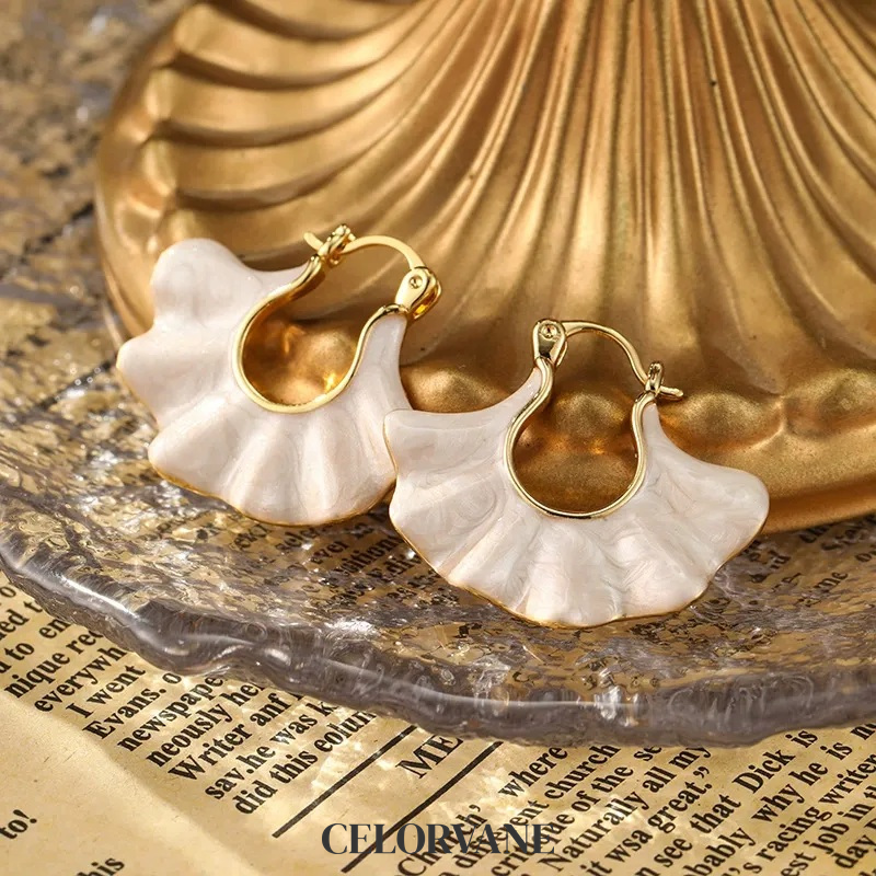 Cressida Petal Leaf Enamel Hoop Earrings product image 1