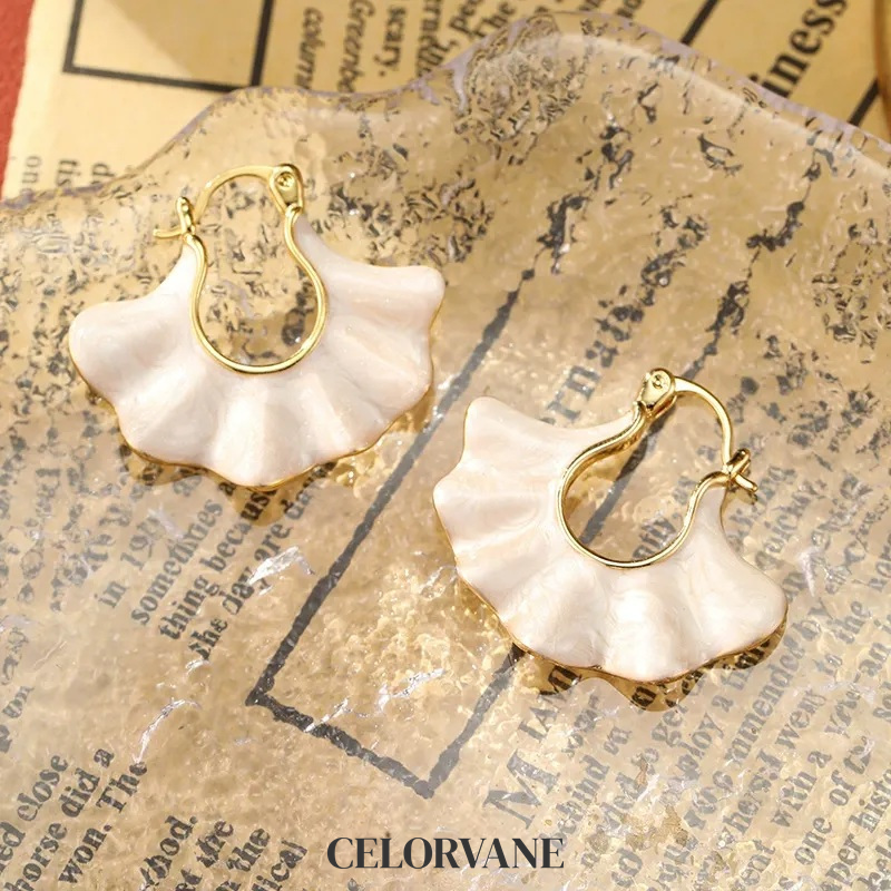 Cressida Petal Leaf Enamel Hoop Earrings product image 2
