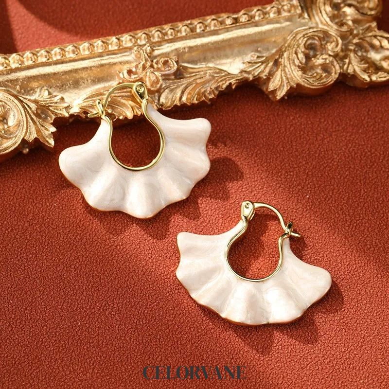 Cressida Petal Leaf Enamel Hoop Earrings product image 3