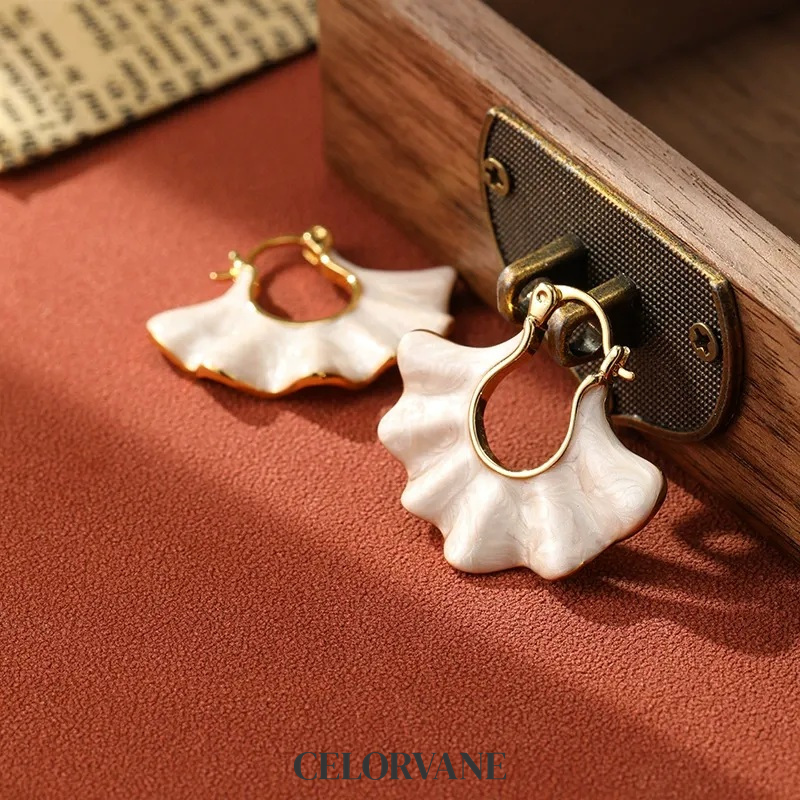 Cressida Petal Leaf Enamel Hoop Earrings product image 4