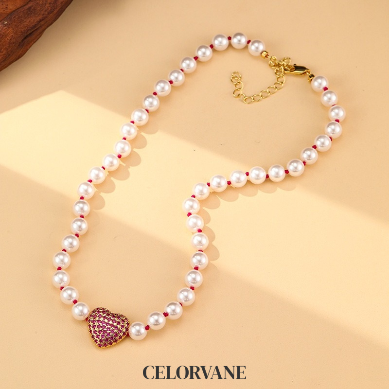 Elara Reverie Pearl Heart Pendant Necklace product image 2