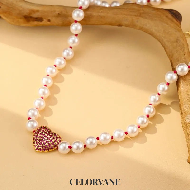 Elara Reverie Pearl Heart Pendant Necklace product image 3