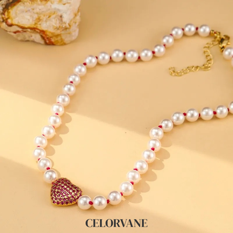 Elara Reverie Pearl Heart Pendant Necklace product image 4