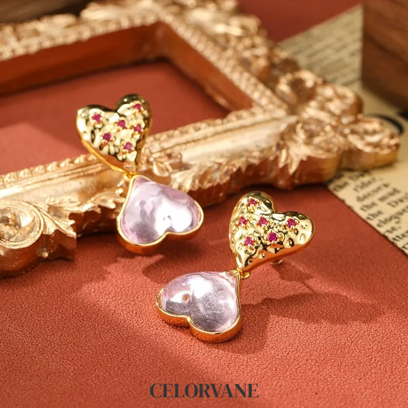 Noelle Gleam Heart Fringe Stud Earrings product image 1