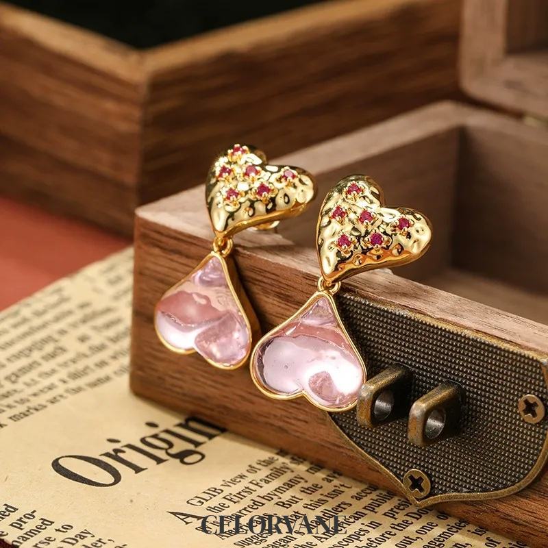 Noelle Gleam Heart Fringe Stud Earrings product image 6