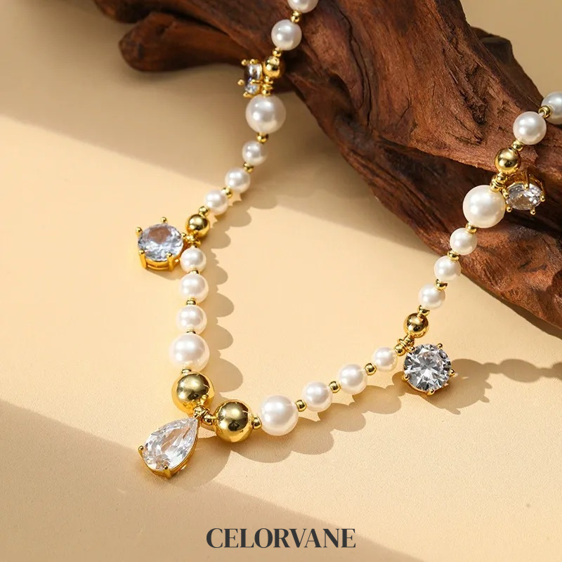 Estelle Halo Pearl Crystal Pendant Necklace product image 1
