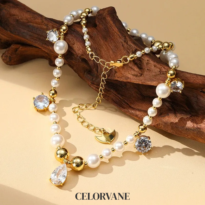 Estelle Halo Pearl Crystal Pendant Necklace product image 2