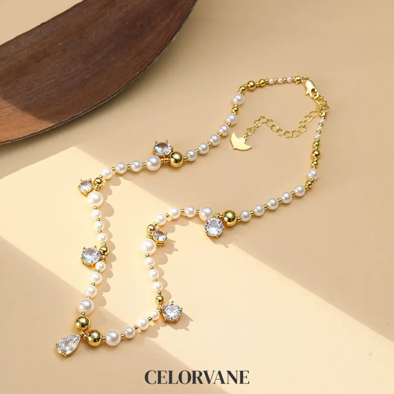 Estelle Halo Pearl Crystal Pendant Necklace product image 5