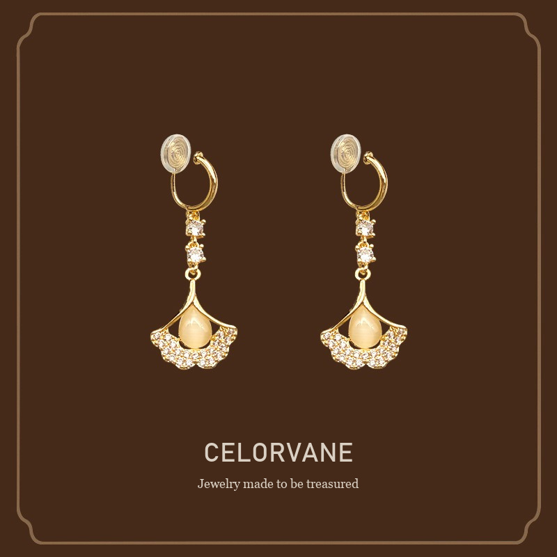 Noelle Fan Crystal Clip-On Drop Earrings Celorvane cover image
