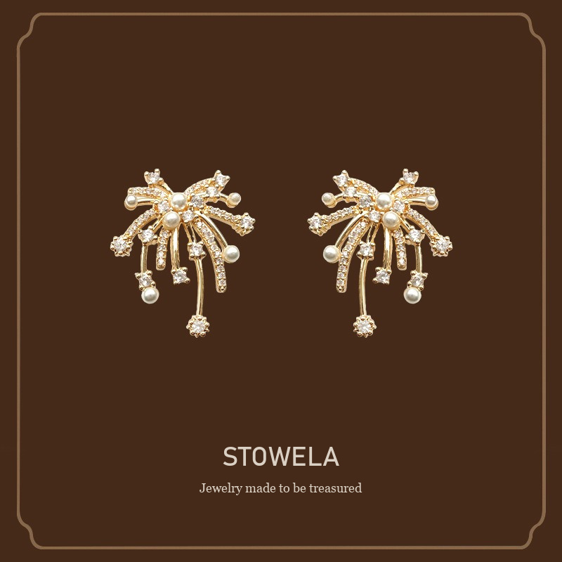 Vesper Pearl Crystal Starburst Stud Earrings product image 1