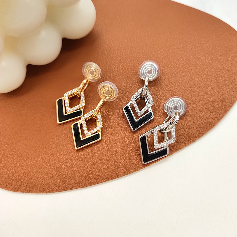 Celeste Diamond-Shaped Geometric Crystal Clip-On Earrings product image 7