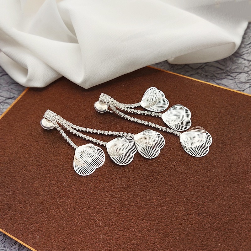 Noelle Petal Tassel Crystal Clip-On Drop Earrings product image 4