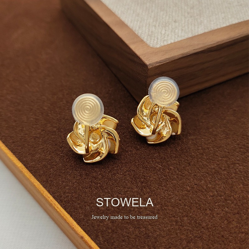 Celeste Camellia Floral Pearl Clip-On Earrings product image 2