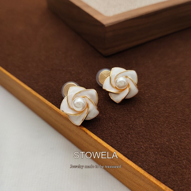 Celeste Camellia Floral Pearl Clip-On Earrings product image 3