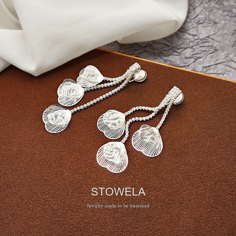 Noelle Petal Tassel Crystal Clip-On Drop Earrings product image 3