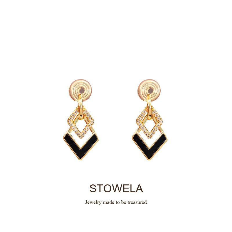Celeste Diamond-Shaped Geometric Crystal Clip-On Earrings product image 3