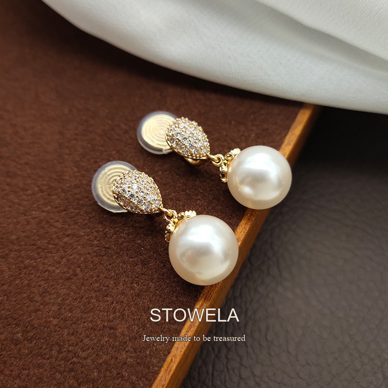 Élan Teardrop Pearl Crystal Clip-On Earrings product image 4