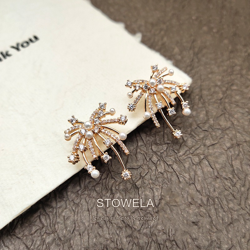 Vesper Pearl Crystal Starburst Stud Earrings product image 4