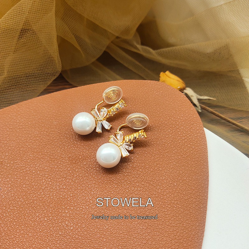 Noelle Bow Butterfly Pearl Clip-On Drop Earrings product image 4