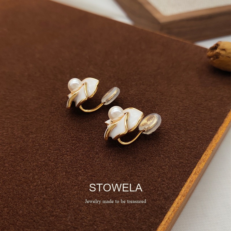 Celeste Camellia Floral Pearl Clip-On Earrings product image 5