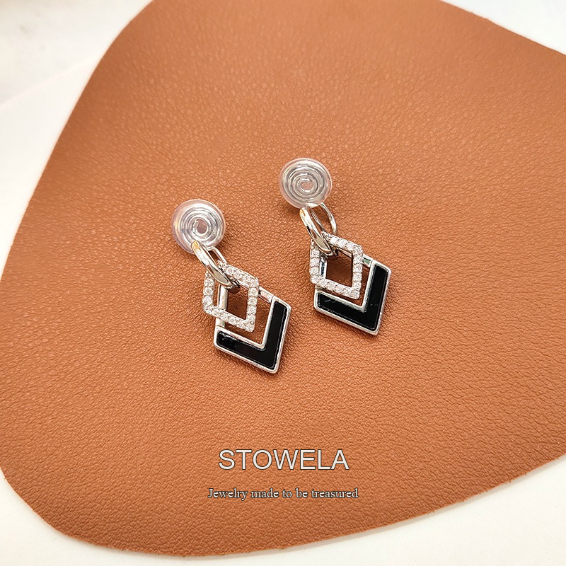 Celeste Diamond-Shaped Geometric Crystal Clip-On Earrings product image 5