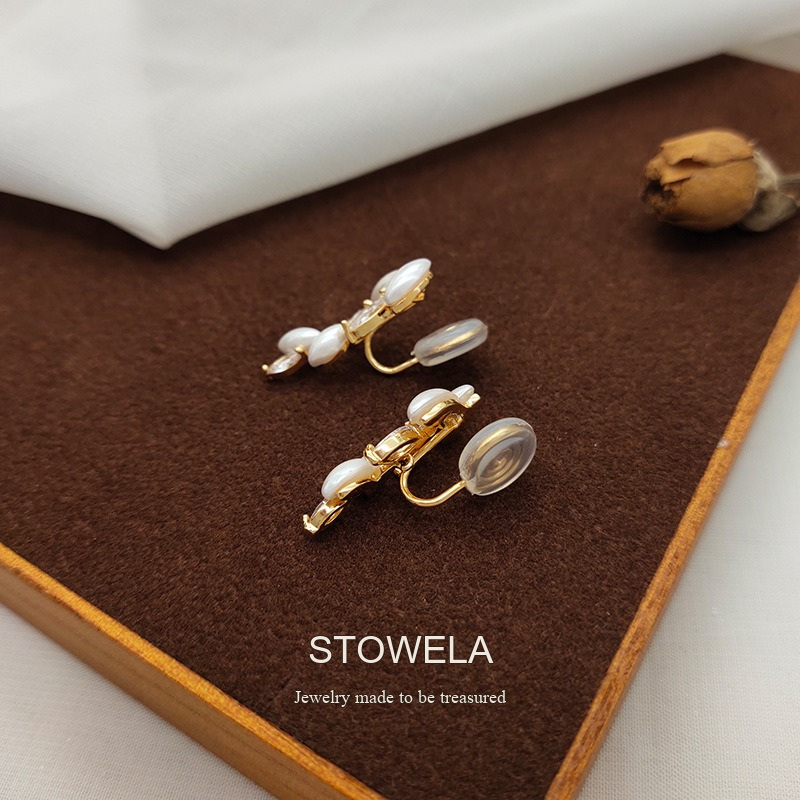 Vesper Wheat Ear Pearl Crystal Clip-On Drop Earrings product image 5
