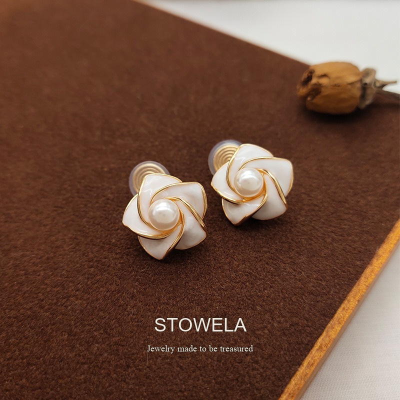 Celeste Camellia Floral Pearl Clip-On Earrings product image 6